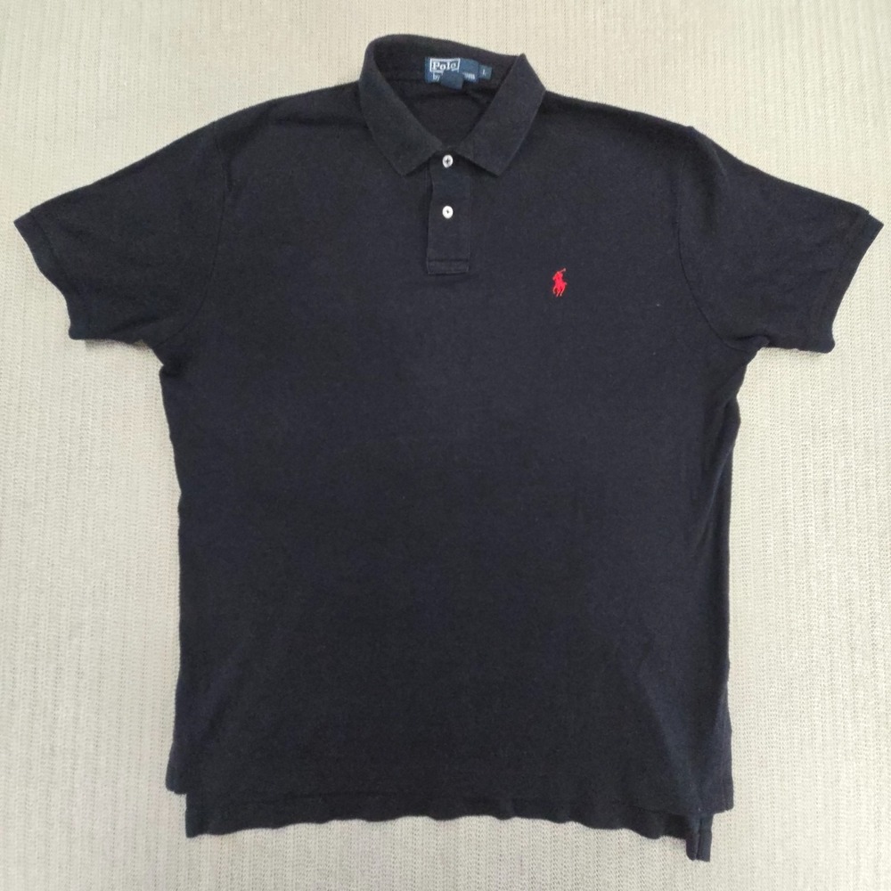 Polo Ralph Lauren Shirt Mens Large Black Short Sleeve Red Pony Preppy Casual
